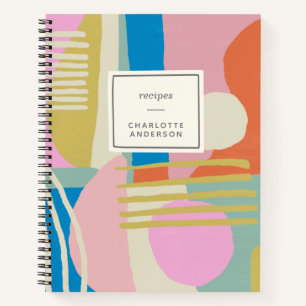 Colorful Abstract Organic Shapes Lines Boho Recipe Notebook