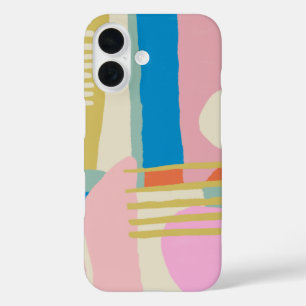 Colorful Abstract Organic Shapes Lines Boho Style iPhone 16 Case