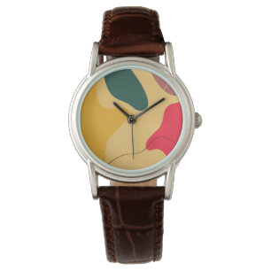 Colorful abstract organic shapes modern background watch