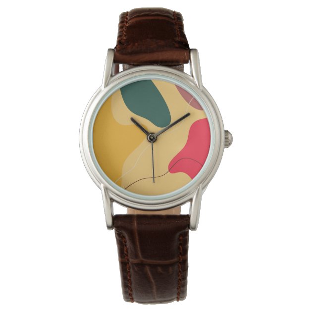 Amazon.com : Abstract Colorful Fluid Art Women's Elegant Watch PU Leather  Band Wrist Watch Analog Quartz Watches : Sports & Outdoors