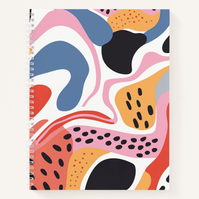 Colorful Abstract Organic Shapes Modern Pattern Notebook (Front)