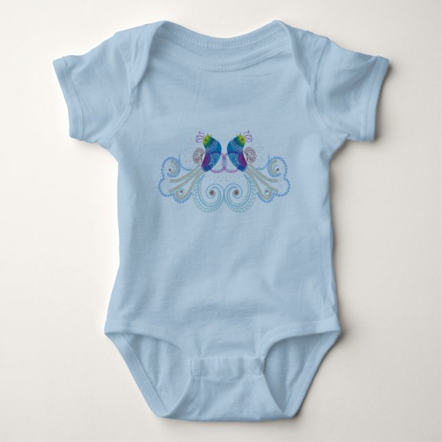 Colorful Abstract Ornate Bird 2 Baby Bodysuit (Front)