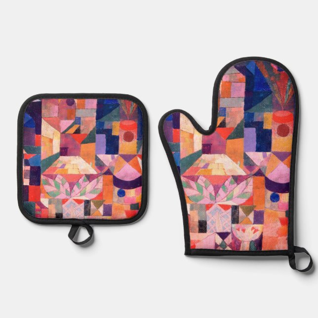 Colorful Abstract Oven Mitt & Pot Holder Set (Front)