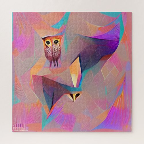 Colorful Abstract Owl  Hard Difficult Challenging Jigsaw Puzzle