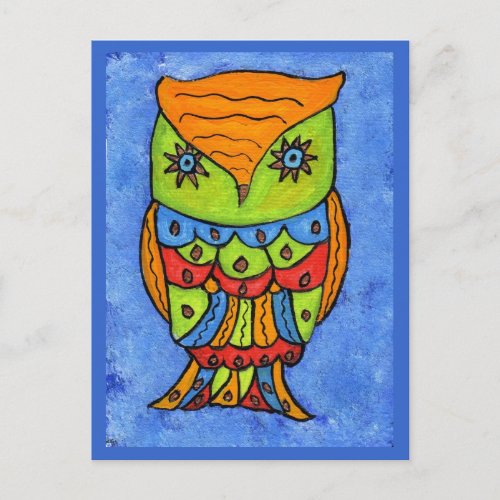 Colorful Abstract Owl Postcard