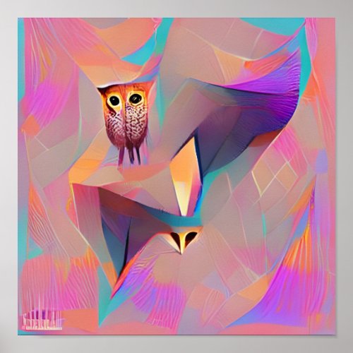 Colorful Abstract Owl Poster