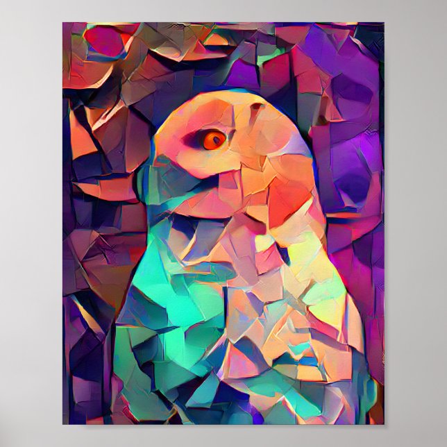 Colorful Abstract Owl Poster (Front)