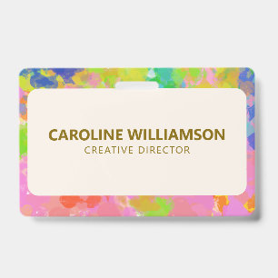 Colorful Abstract Paint Artist Studio Staff Badge