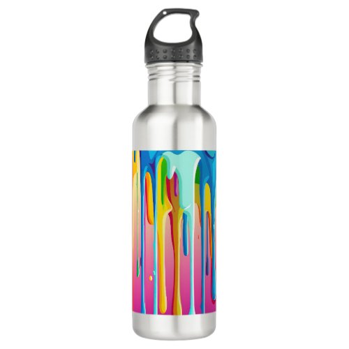 Colorful Abstract Paint Drips 10 Stainless Steel Water Bottle