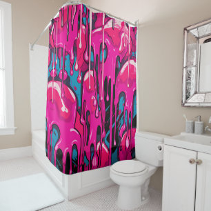 Colorful Abstract Paint Drips (15) Shower Curtain