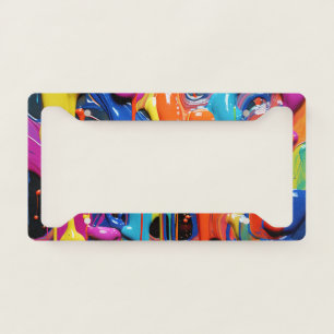 Colorful Abstract Paint Drips (17) License Plate Frame