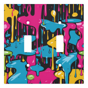 Colorful Abstract Paint Drips (1) Light Switch Cover