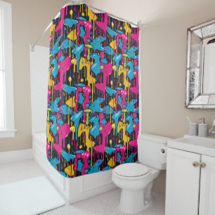 Colorful Abstract Paint Drips (1) Shower Curtain