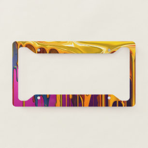 Colorful Abstract Paint Drips (23) License Plate Frame