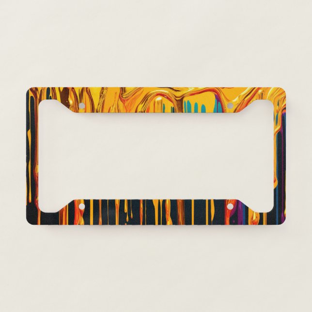 Colorful Abstract Paint Drips (24) License Plate Frame (Front)