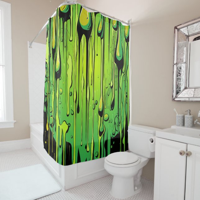 Colorful Abstract Paint Drips (27) Shower Curtain (In Situ)