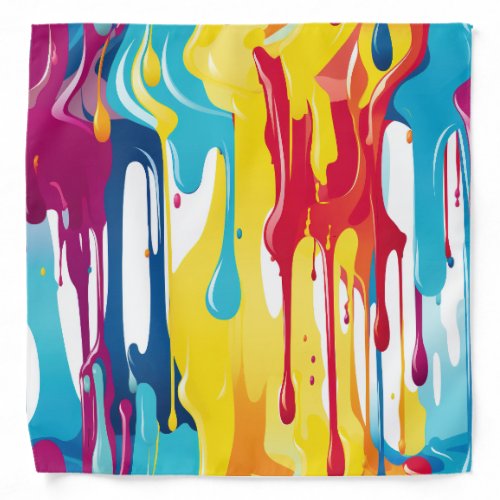 Colorful Abstract Paint Drips 3 Bandana