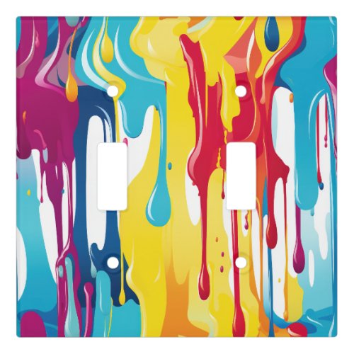 Colorful Abstract Paint Drips 3 Light Switch Cover