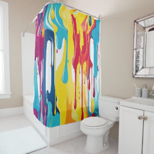 Colorful Abstract Paint Drips (3) Shower Curtain
