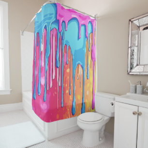 Colorful Abstract Paint Drips (4) Shower Curtain