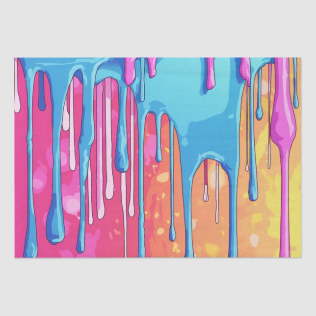 Colorful Abstract Paint Drips (4) Tissue Paper (Front)