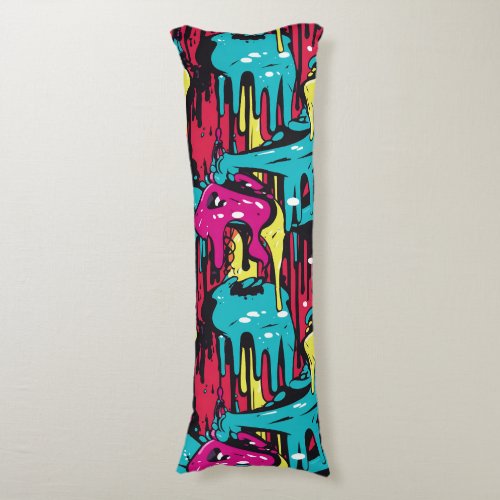 Colorful Abstract Paint Drips 5 Body Pillow