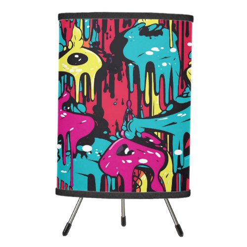 Colorful Abstract Paint Drips 5 Tripod Lamp
