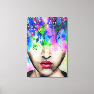Colorful Abstract Paint Face Canvas Print