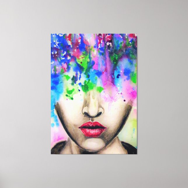 Colorful Abstract Paint Face Canvas Print (Front)