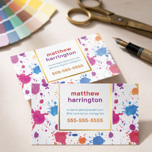 Colorful Abstract Paint Splash Design Foil Business Cards