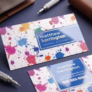 Colorful Abstract Paint Splash Design Foil Spot Gloss Business Cards