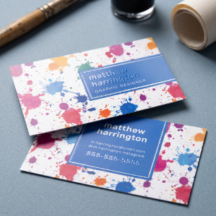 Colorful Abstract Paint Splash Design Raised Spot UV Business Card