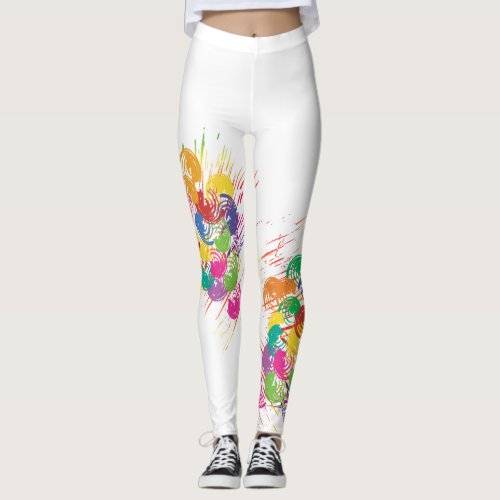 Colorful Abstract Paint Splashes  Splatters Leggings