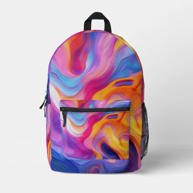 Colorful Abstract Paint Splatter Art (11) Printed Backpack (Front)