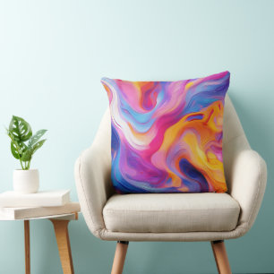 Colorful Abstract Paint Splatter Art (11) Throw Pillow