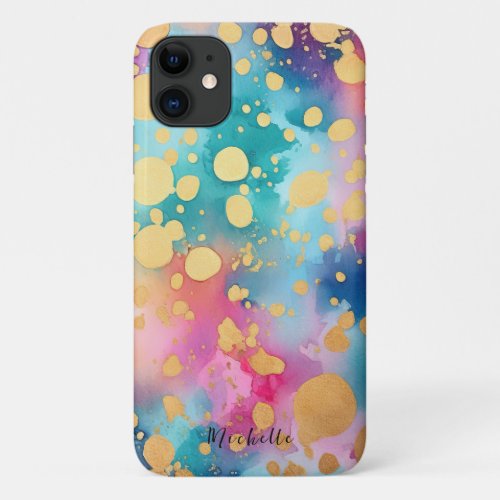 Colorful Abstract Paint Splatter Art 17 iPhone 11 Case