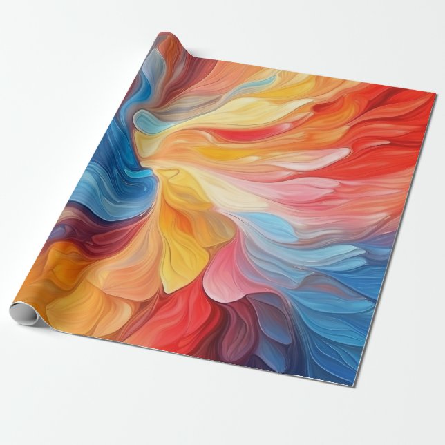 Colorful Abstract Paint Splatter Art (4) Wrapping Paper (Unrolled)