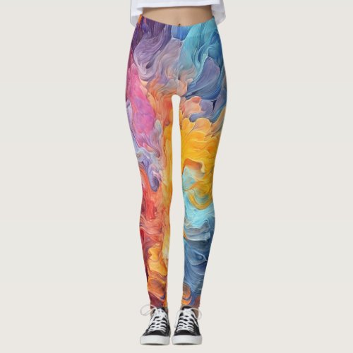 Colorful Abstract Paint Splatter Art 8 Leggings