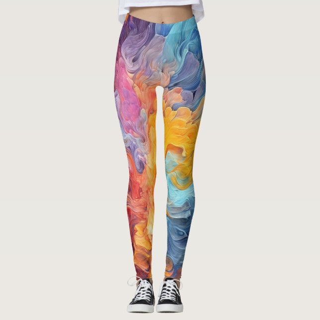 Colorful Abstract Paint Splatter Art (8) Leggings (Front)