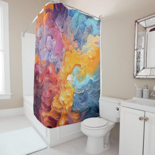 Colorful Abstract Paint Splatter Art 8 Shower Curtain