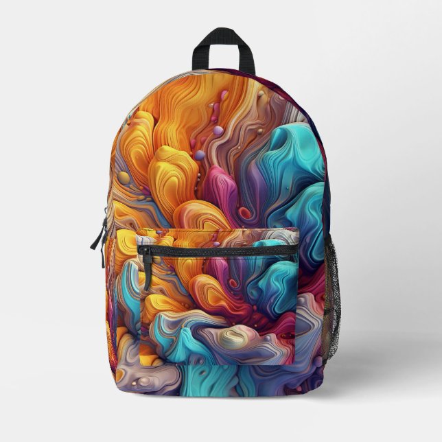 Colorful Abstract Paint Splatter Art (9) Printed Backpack (Front)