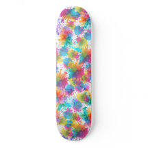 Colorful Abstract Paint Splatter Art Skateboard