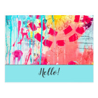 Colorful Abstract Paint Splatter Cute Whimical Art Postcard