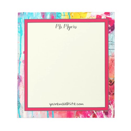 Colorful Abstract Paint Splatter Cute Whimsical Notepad
