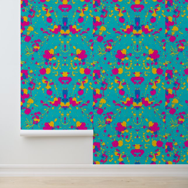 Colorful Abstract Paint Splatter Pattern Wallpaper (Application)