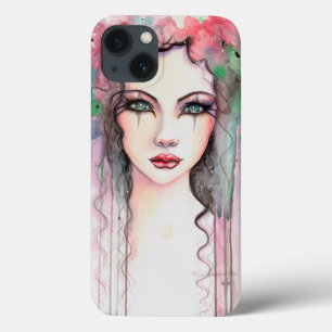 Colorful Abstract Painted Girl Watercolor iPhone 13 Case