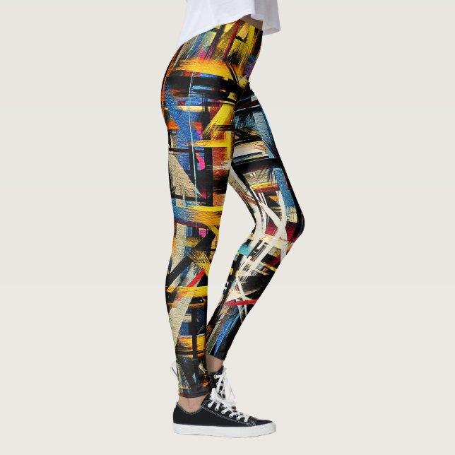 Colorful Abstract Painting #14 Leggings (Right)