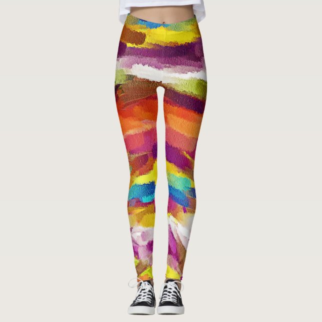 Colorful Abstract Painting #4 Leggings (Front)