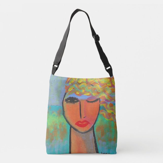 Colorful Abstract Painting Crossbody Bag (Back)