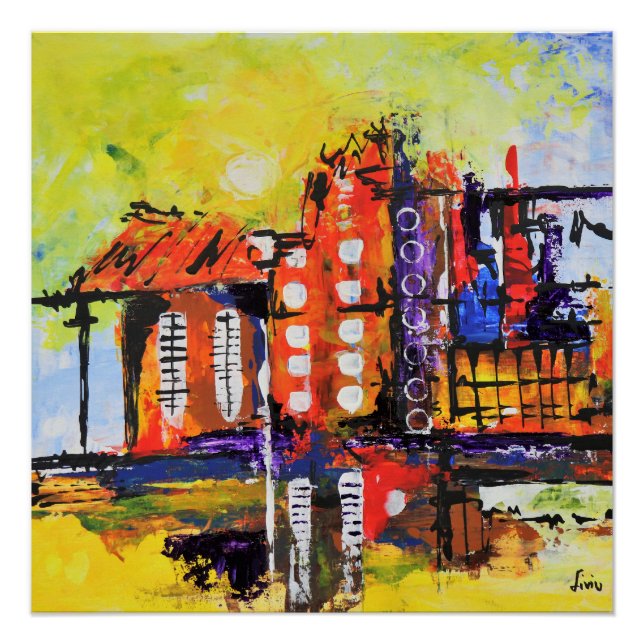 Colorful Abstract Painting Design Poster (Front)